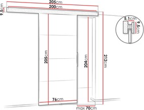 Плъзгаща се врата Malibu Plus-Leuko-Дължина: 76 cm