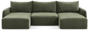 Зелен разтегателен ъглов диван с място за съхранение Kalena – Makamii