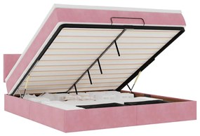 3312571 vidaXL Османска легло с матрак и LED, розово, 180x200 см, кадифе