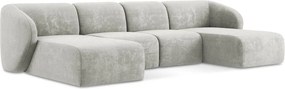 Светлосив шенилов ъглов диван (U форма) Lani – Makamii