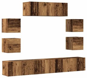 3329015 vidaXL Комплект ТВ шкафове за стенен монтаж 7 части, инженерно дърво