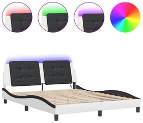 3214123 vidaXL Рамка за легло с LED без матрак Zadar бяло-черна 160x200 cм