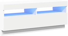 804454 vidaXL ТВ шкаф с LED осветление, бял, 100x35x40 см