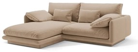 Бежов кадифен ъглов диван (ляв ъгъл) Torino – Micadoni