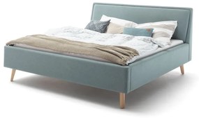 Синьо-сиво тапицирано двойно легло с място за съхранение с решетка 160x200 cm Frieda - Meise Möbel