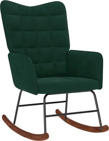 4016834 vidaXL Люлеещ стол, тъмнозелен, кадифе