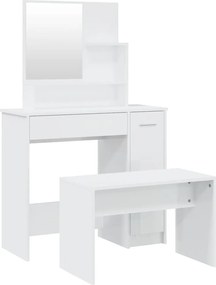 3114151 vidaXL Комплект тоалетка,бял гланц, 86,5x35x136 см