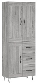3200039 vidaXL Висок шкаф, сив сонома, 69,5x34x180 см, инженерно дърво