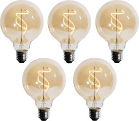 Комплект от 5 димируеми LED крушки E27 със спираловидна нишка G95 4W 270LM 2700K