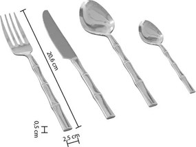 Комплект прибори Secret de Gourmet Bambou, Инокс, 24 части