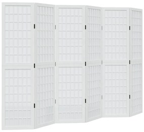 358793 vidaXL Разделител за стая, 6 панела, бял, дърво пауловния масив