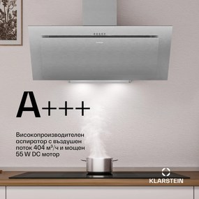 Klarstein Athena наклонен абсорбатор | режим на извличане на въздх и рециркуалция | 404 м³/ч | 56 W | 90 см