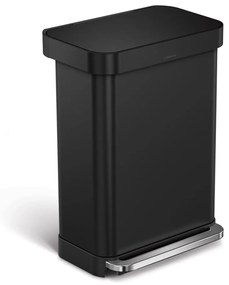 Матово черно стоманено кошче за боклук с педал 55 l – simplehuman