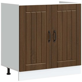 853694 vidaXL Шкаф за мивка, Lucca, кафяв дъб, инженерно дърво