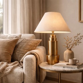 Настолна лампа бронз плат абажур бежов 55 см - Bruut