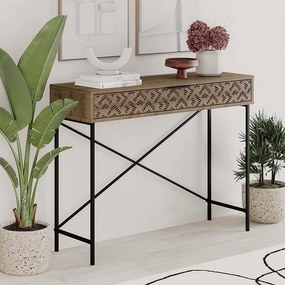 Конзола Heaton от метал и меламин в кафяв цвят 110x35,6x90см.