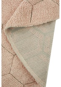 Светлорозов ръчно изработен памучен кръгъл килим подходящ за пране ø 140 cm Honeycomb Rose – Lorena Canals