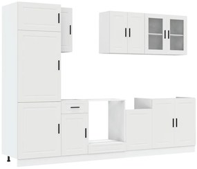 3314811 vidaXL Комплект кухненски шкафове от 8 части "Porto", бяло инженерно дърво