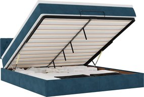 3312708 vidaXL Османска легло с матрак и LED, тъмносиньо, 160x200 см, кадифе