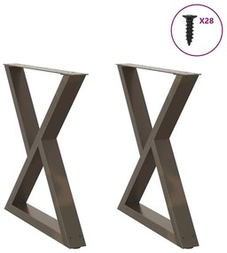 4012731 vidaXL Крака за трапезарна маса, 2 бр., естествена стомана, 80 x (72-73,3) см, стомана