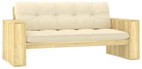 3065758 vidaXL Градинска пейка с кремави възглавници, 179 см, импрегниран бор