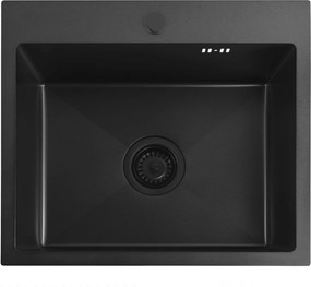 Стоманена мивка с комплект аксесоари 3 бр. REA Leo 50 Black