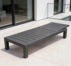 Здрав градински шезлонг за басейн и тераса - сив