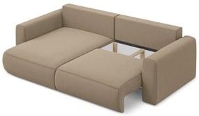 Светлокафяв кадифен разтегателен ъглов диван с място за съхранение (ляв ъгъл) Kapua – Makamii