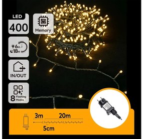 Aigostar - LED външна коледна гирлянда, 400 LED, 8 режима, 23 m, IP44, топла бяла светлина