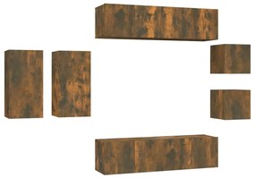 3120284 vidaXL Комплект ТВ шкафове от 8 части, опушен дъб, инженерно дърво