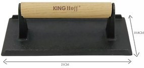Чугунена преса за месо Kinghoff KH 1758, 21x10.8 cm, Дървена дръжка, Черен