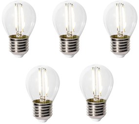 Комплект от 5 димируеми LED крушки E27 P45 прозрачно стъкло 3W 250 lm 3000K