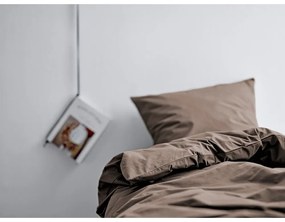 Кафяво удължено спално бельо за двойно легло от памучен перкал 200x220 cm Crisp - Södahl