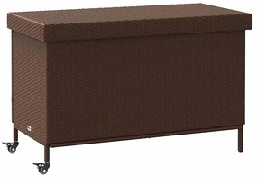 4103827 vidaXL Градинска кутия за съхранение с колела Кафява 110x55x73 cm