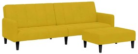 3258102 vidaXL 2-местно разтегателно канапе с табуретка, жълто, кадифе