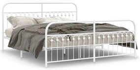 376672 vidaXL Метална рамка за легло с горна и долна табла, бяла, 183x213 см