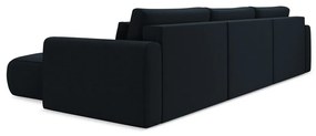 Тъмносин кадифен разтегателен ъглов диван с място за съхранение (U форма) Kapua – Makamii