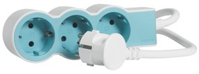 Legrand 694551 Разклонител STD, шуко, 3X2P+E, 1,5м. кабел, бяло/светлосиньо - 694551