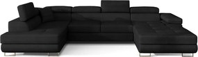 Черен кадифен разтегателен ъглов диван с място за съхранение (ляв ъгъл U форма) Rodrigo – ELTAP