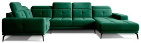 Зелен кадифен ъглов диван (ляв ъгъл/U форма) Neviro – ELTAP