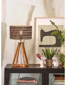 Настолна лампа с абажур от бамбук в черен и естествен цвят (височина 53 см) Java - Good&amp;Mojo