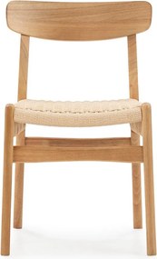 Трапезни столове в комплект 2 бр. от масивно каучуково дърво в естествен цвят Biel – MOME