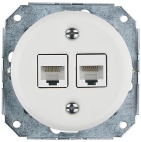 Bohemia-Design -Порцеланова ретро Ethernet розетка без рамка 2x CAT.5E бяла