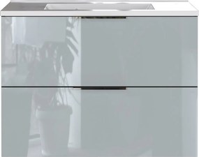 Сив гланцов стенен шкаф с мивка 81x61 cm Vasio – Germania