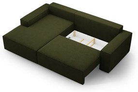 Тъмнозелен разтегателен ъглов диван от букле (ляв ъгъл) Jodie – Micadoni Home