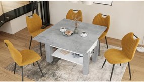 БРАВО Милениум Бетон/Бял - РАЗТЕГАТЕЛНА ХОЛНА МАСА С ПОВДИГАЩ МЕХАНИЗЪМ И С РАФТ