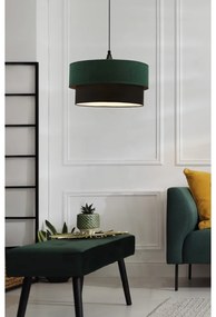Висяща лампа в цвят петрол/черно с текстилен абажур ø 35 cm Solanto - Candellux Lighting