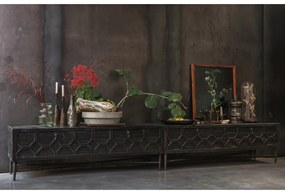 Черна маса за телевизор от рециклирано дърво 160x50x45 cm Bequest – WOOOD