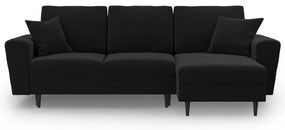 Черен кадифен разтегателен ъглов диван с място за съхранение Kyoto – Cosmopolitan Design
