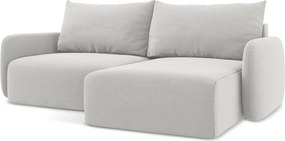 Светлосив кадифен сгъваем/с място за съхранение ъглов диван (десен ъгъл) Kalena – Makamii